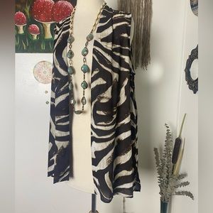 NWOT Susan Graver Lovin this mixed animal print lightweight vest tan brown S